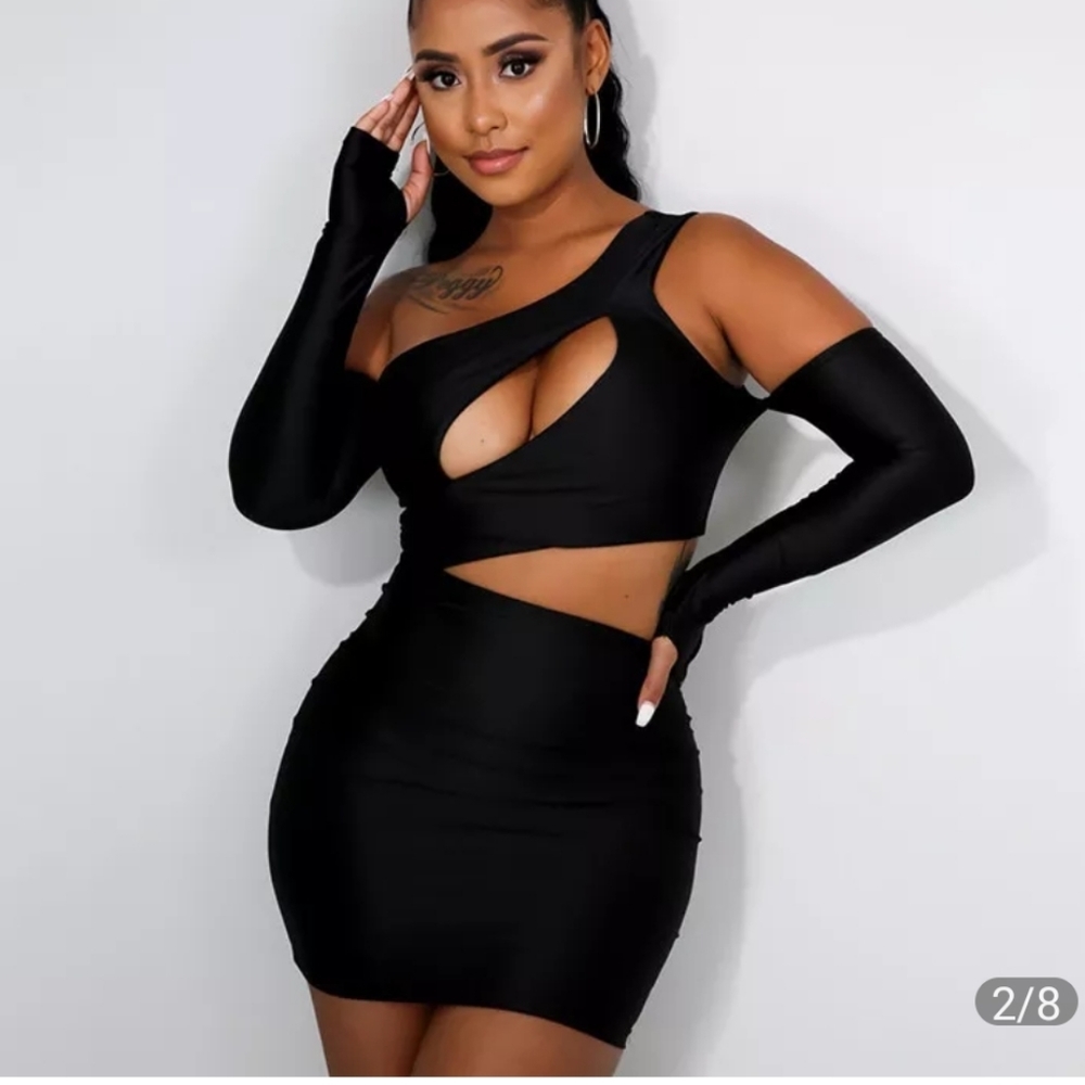 Black strappy cut out dress